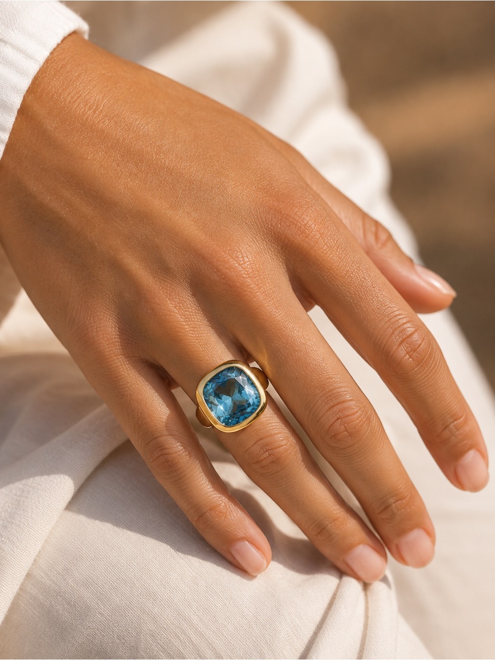 NWT Piper.K Statement Blue Cocktail Ring | Size 7 | Gift Box Included